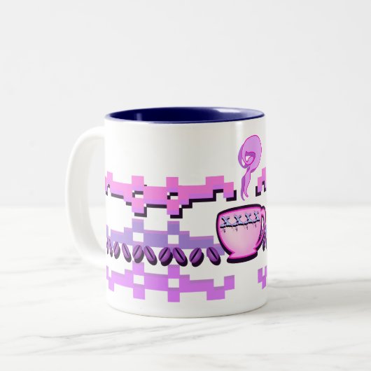 Tasse 2 Couleurs Pink Coffee Bean Fair Isle (Devant gauche)