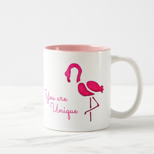 Tasse 2 Couleurs Pink flamingo pop art unique (Droit)