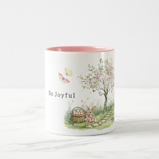 Tasse 2 Couleurs Pink Floral Tree Bunny Easter Eggs Joy (Centre)
