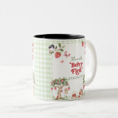 Tasse 2 Couleurs Pink Gingham Berry First Strawberry 1st Birthday (Devant droit)