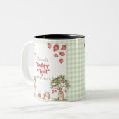 Tasse 2 Couleurs Pink Gingham Berry First Strawberry 1st Birthday (Devant gauche)