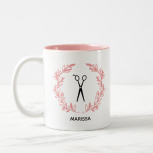 Tasse 2 Couleurs Pink Laurel Wreath Scissors Hair Styliste Ajouter 