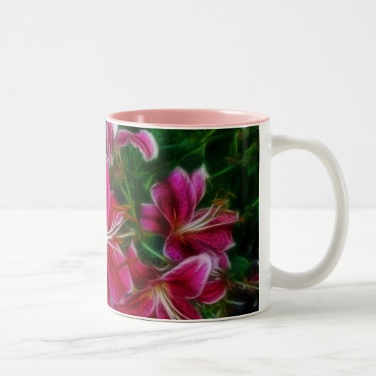 Tasse 2 Couleurs Pink Lilies Impressionniste Floral Peinture Art (Droit)