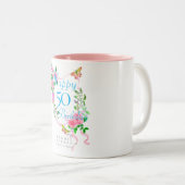 Tasse 2 Couleurs Pink Rose Ribbon Anniversaire (Devant droit)