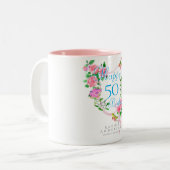 Tasse 2 Couleurs Pink Rose Ribbon Anniversaire (Devant gauche)