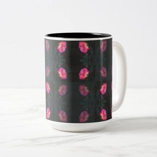 Tasse 2 Couleurs Pink Roses Pattern (Devant droit)