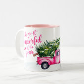 Tasse 2 Couleurs Pink Truck Christmas Adventure (Devant gauche)