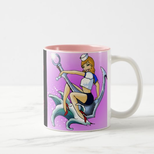 Tasse 2 Couleurs pinup sur des ancres (Droit)