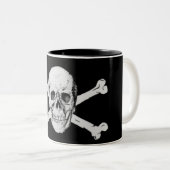 Tasse 2 Couleurs Pirate crâne et os croisés (Devant droit)