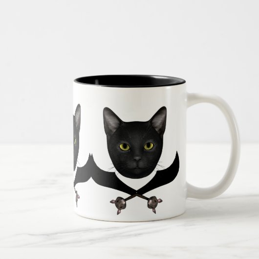 Tasse 2 Couleurs Pirate Drapeau Chat (Droit)