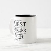 Tasse 2 Couleurs Pire Manager Jamais (Devant gauche)