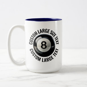 Tasse 2 Couleurs Piscine 8 Ball & Grand Texte BLEU MARINE 15oz Pers