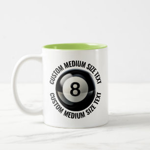 Tasse 2 Couleurs Piscine 8 Ball & Texte Moyen VERT CITRON 325ml Per