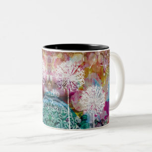 Tasse 2 Couleurs Pissenlit Faire un vœu Aquarelle Citation personna