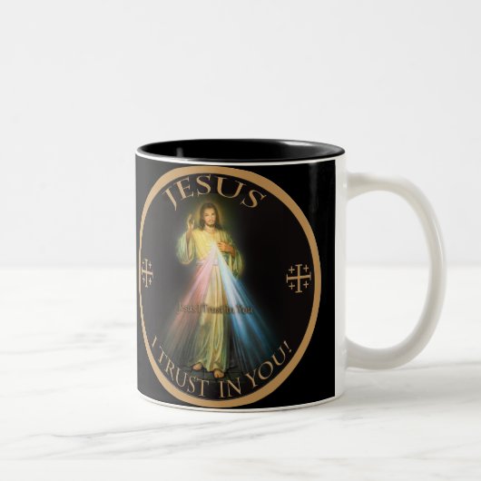 TASSE 2 COULEURS PITIÉ DIVINE, CONFIANCE DE JÉSUS I DANS VOUS (Droit)