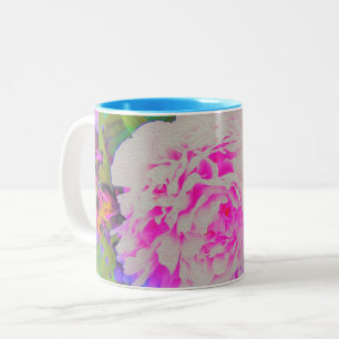 Tasse 2 Couleurs Pivoines roses électriques dans le jardin coloré