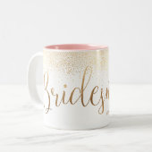 Tasse 2 Couleurs PixDezines Bridesmaid/Faux Gold Confetti (Devant gauche)