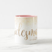 Tasse 2 Couleurs PixDezines Bridesmaid/Faux Gold Confetti (Centre)