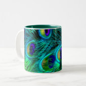 Tasse 2 Couleurs PixDezines plumes de paon (Devant gauche)