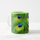 Tasse 2 Couleurs PixDezines plumes de paon (Devant gauche)