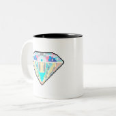 Tasse 2 Couleurs Pixel art gem diamant (Devant gauche)