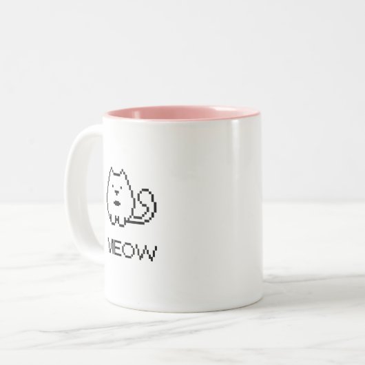 Tasse 2 Couleurs Pixel Cat Meow (Devant gauche)