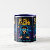 Tasse 2 Couleurs Pixel Power – Leveling Up IRL Poster (Centre)