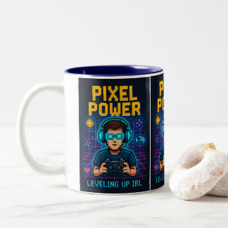 Tasse 2 Couleurs Pixel Power – Progression IRL Affiche