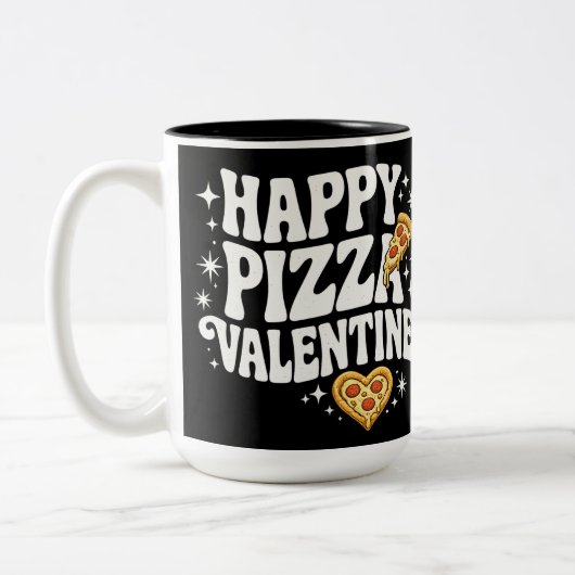 Tasse 2 Couleurs Pizza de la Saint-Valentin Joyeuse Création drôle (Gauche)