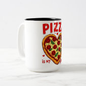 Tasse 2 Couleurs Pizza is My Valentine : Pizza Graphic pour Pizza (Devant gauche)