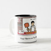 Tasse 2 Couleurs Pizza Maker - Dessin masculin (Devant gauche)