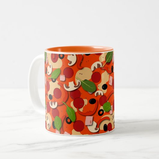 Tasse 2 Couleurs Pizza Toppings amusant (Devant gauche)