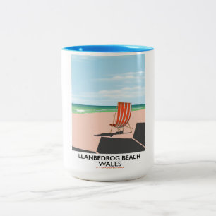 Tasse 2 Couleurs Plage de Llanrog Plage de Galles affiche de voyage