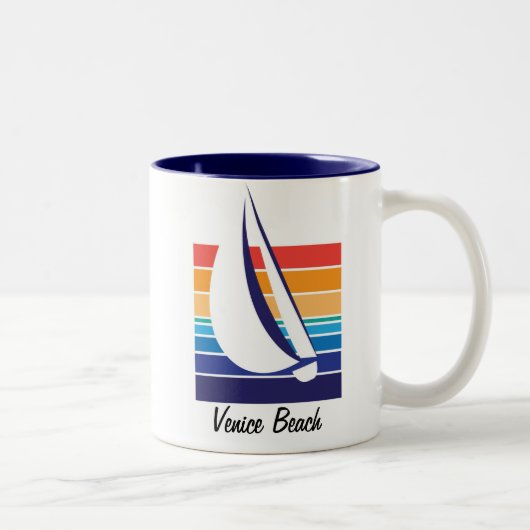 Tasse 2 Couleurs Plage de Square_Venice de couleur de bateau (Droit)