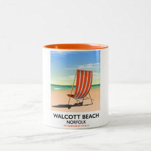 Tasse 2 Couleurs Plage de Walcott, affiche de bord de mer de Norfol