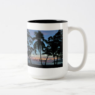 Tasse 2 Couleurs Plage tropicale au coucher du soleil
