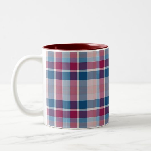 Tasse 2 Couleurs Plaid classique rouge et bleu (Gauche)