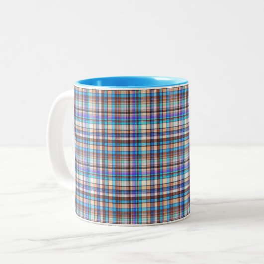 Tasse 2 Couleurs Plaid Fabric Checkered Print Pattern-57688 (Devant gauche)