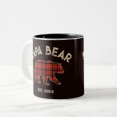 Tasse 2 Couleurs Plaid Papa Bear Father Year Established Black (Devant gauche)