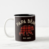 Tasse 2 Couleurs Plaid Papa Bear Father Year Established Black (Gauche)