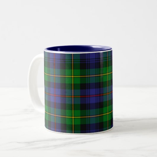 Tasse 2 Couleurs Plaid Tartan bleu et vert (Devant gauche)