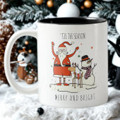Tasse 2 Couleurs Plaisir personnalisé Père Noël Snowman Reindeer No