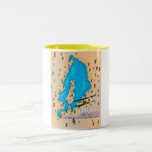 Tasse 2 Couleurs Plan de voyage du lac Kivu Great African lake.