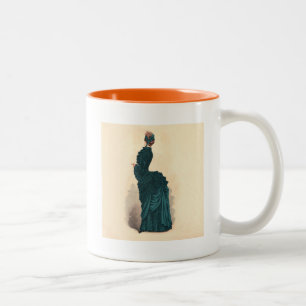 Tasse 2 Couleurs Planche de mode antique victorienne : Robe à tourn