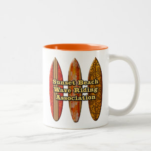 Tasse 2 Couleurs Planches de surf Wave Riders Sunset Beach Hawaïenn