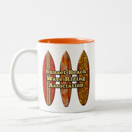 Tasse 2 Couleurs Planches de surf Wave Riders Sunset Beach Hawaïenn (Gauche)