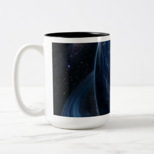Tasse 2 Couleurs Planète Bleue avec des Anneaux Bleus