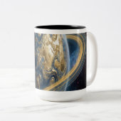 Tasse 2 Couleurs Planète Bleue Dorée (Devant droit)