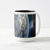 Tasse 2 Couleurs Planète Bleue et Argentée (Devant droit)