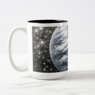 Tasse 2 Couleurs Planète d'argent dans l'espace extra-atmosphérique